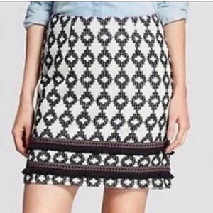 🦋 Merona knitted cotton fringe Jacquard print mini preppy skirt lined NWOT SZ 4